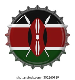 Flag Of The Kenya On Bottle Cap. 3D Rendering