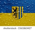 flag of Leipzig with rain drops
