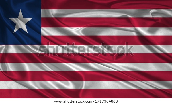 リベリア3dイラスト国旗 リベリア独立記念日 祝賀 選挙 波状の絹布の状態の象徴 のイラスト素材