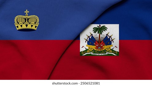 Flag of Liechtenstein and Haiti - 3D illustration. Two Flag Together - Fabric Texture - Powered by Shutterstock