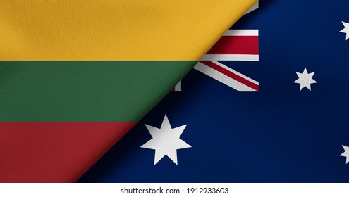 リトアニアとオーストラリアの国旗 3dイラスト 2つの国旗を合わせて 布地のテクスチャー のイラスト素材 Shutterstock