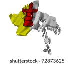 Flag and map of Nunavut