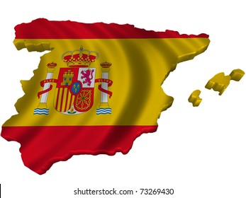 Flag And Map Of Spain