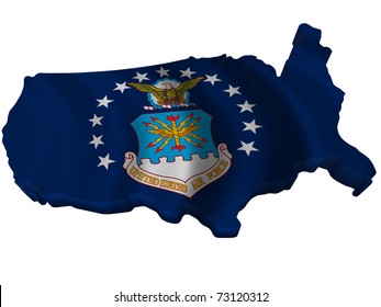 Flag And Map Of United States Air Force