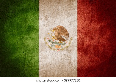 Flag Of Mexico Or Mexican Banner On Rough Pattern Background