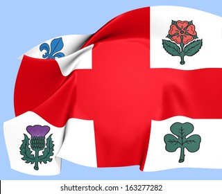 Flag Of Montreal, Canada. Close Up.