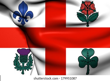 Flag Of Montreal, Canada. Close Up.