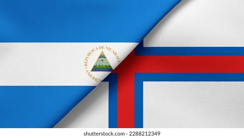 Flag Nicaragua   Faroe Islands    3D illustration  Two Flag Together    Fabric Texture