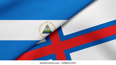 Flag Nicaragua   Faroe Islands    3D illustration  Two Flag Together    Fabric Texture