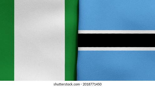 Flag of Nigeria and Botswana - 3D illustration. Two Flag Together - Fabric Texture