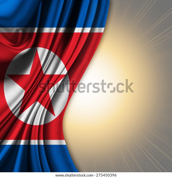 Flag of North Korea\
on sunlight\
background