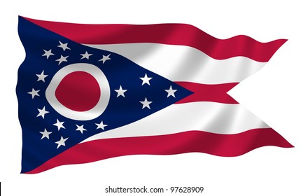 Flag of Ohio waving in the wind detail