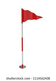 Flag On Golf Course 3d Rendering