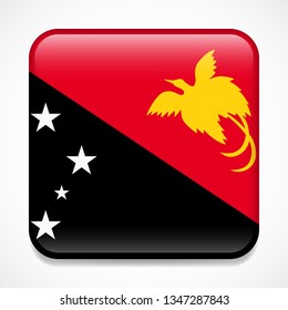 Flag of Papua New Guinea. Square glossy badge