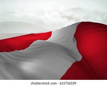 Flag of Peru shot while waving elegantly over an abstract sky.3D Rendering - Shutterstock ID 615756539