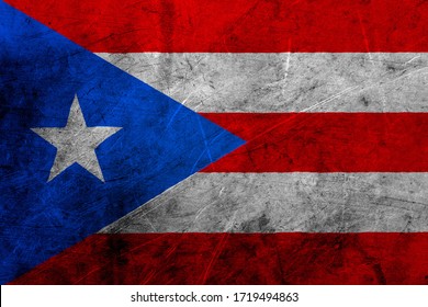 Flag Of Puerto Rico, USA, On A Grunge Metal Texture