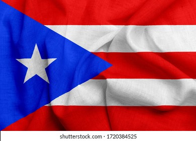 Flag Of Puerto Rico, USA With Waving Fabric Texture