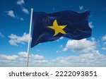 flag of Republic of Texas 1836 1839, America at cloudy sky background. flag representing extinct country,ethnic group or culture, regional authorities. copy space for wide banner. 3d illustration