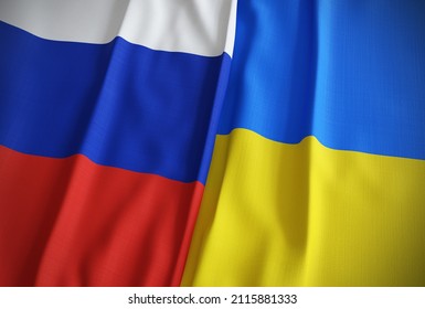 Flag Of Russia And Ukraine Over Invasion Crisis