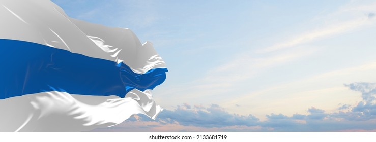 Flag of Russian parliament republic wanivg in sky. anti-war white blue white flag. No War symbol. concept of new russian flag 3d illustration - Powered by Shutterstock