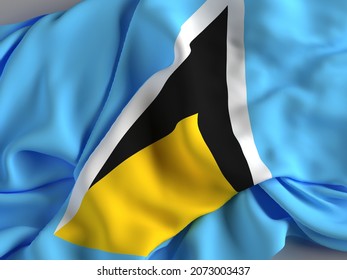 The flag of Saint Lucia, an island country in the West Indies in the eastern Caribbean Sea - 3D illustration