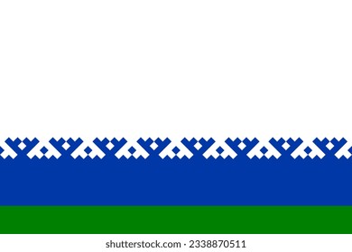 flag of Samoyedic peoples Tundra Nenets. flag representing ethnic group or culture, regional authorities. no flagpole. Plane design, layout