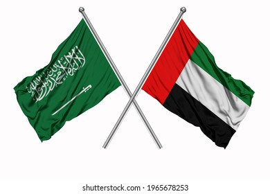 Flag Of Saudi Arabia And Uae 3D Illustration 3D Images