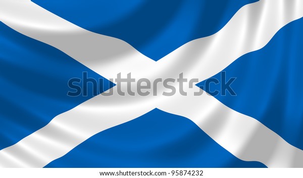 Flag Scotland Waving Wind Detail Stock Illustration 95874232