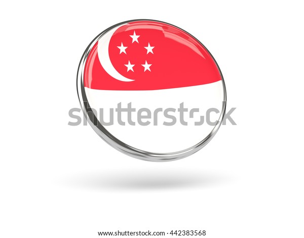 Download Flag Singapore Round Icon Metal Frame Stock Illustration 442383568