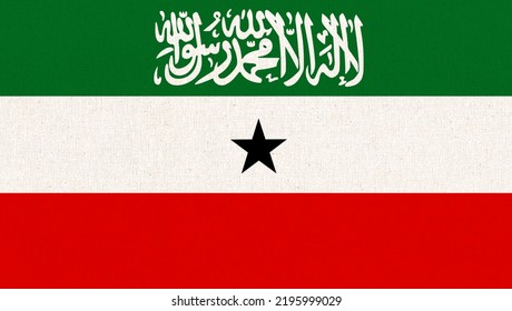 Flag Of Somaliland. Flag Of New African Unrecognized State. Flag Of Republic Of Somaliland On Fabric Surface. Fabric Texture. Illustration Of Symbol Of Somaliland. Partially Recognized Country