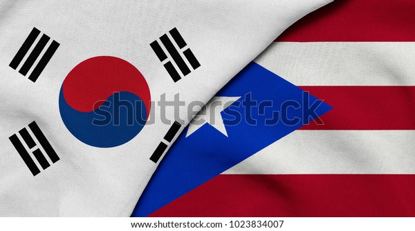 Flag South Korea Puerto Rico Stock Illustration 1023834007