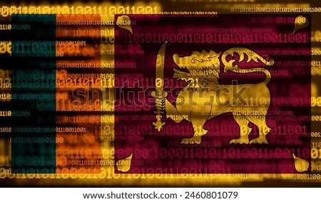 Flag of Sri Lankai on binary code. Modern technology concept 