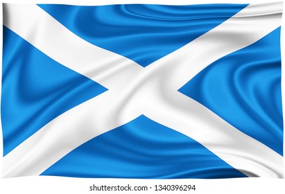 Flag Of ST ANDREW S SALTIRE SCOTTISH Isolated On A White Background With Clipping Path 3D Illustration