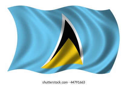 Flag of St. Lucia waving in the wind - clipping path included