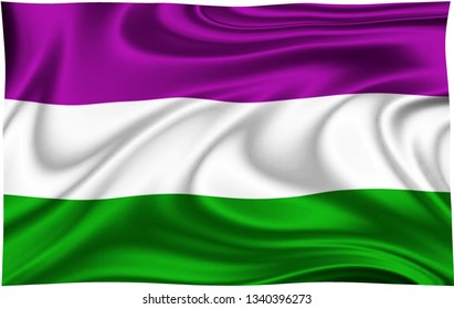 Flag Of SUFFRAGETTE  COUNTY Location Of England Isolated On A White Background With Clipping Path 3D Illustration