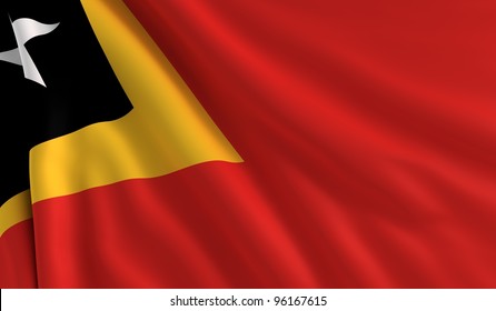 A Flag Of Timor Leste In The Wind