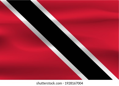 The flag of Tobago is beautiful, wrinkled in the wind, beautiful flag cloth.
