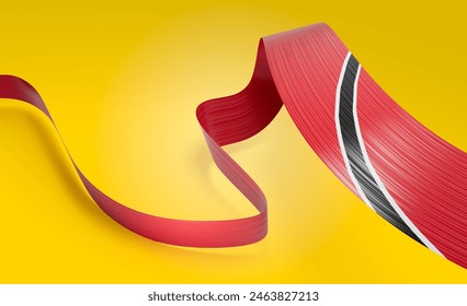 Flag Of Trinidad And Tobago Waving Ribbon Flag Isolated On Bright Yellow Background 3d Illustration - Powered by Shutterstock