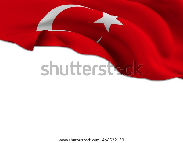 Flag Turkey Waving On White Background Stock Illustration 466522139 ...