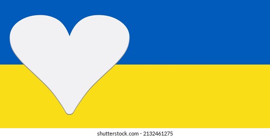 Flagge der Ukraine auf Blau und Gelb mit Herz