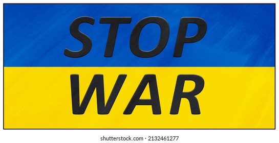 Flagge der Ukraine mit der Aufschrift "Stopp War" 