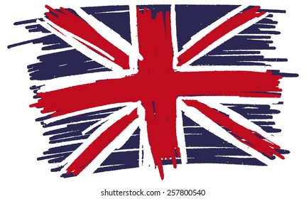 Watercolor Painting Flag United Kingdom Great Stock Vector (Royalty ...