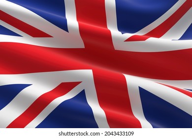 Flag Of The United Kingdom. 3d Illustration Of The UK Flag Waving.