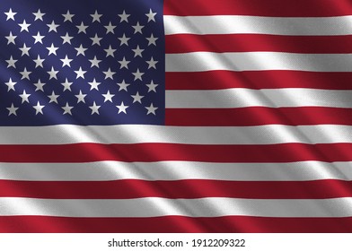 Flag of United States of America is a country primarily located in North America. 3d illustration