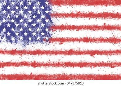 Flag of the United States of America created from splash colors. USA flag. 