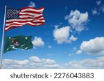 flag of United States Associate Attorney General waving in the wind. USA National defence. Copy space. 3d illustration.