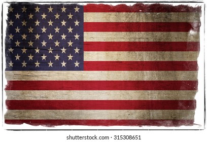 Flag of the United States grunge and scratched with sloppy sloppy border