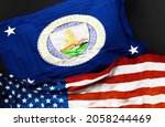 Flag of the United States Secretary of Agriculture along with a flag of the United States of America as a symbol of a connection between them, 3d illustration