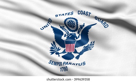 Flag Of The US Coast Guard Waving In The Wind