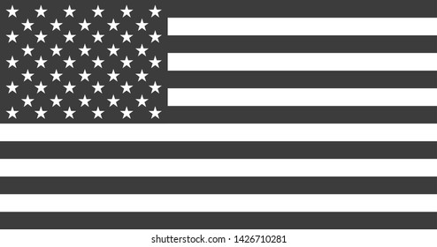 Flag USA american  Flag american black   white colored isolated
